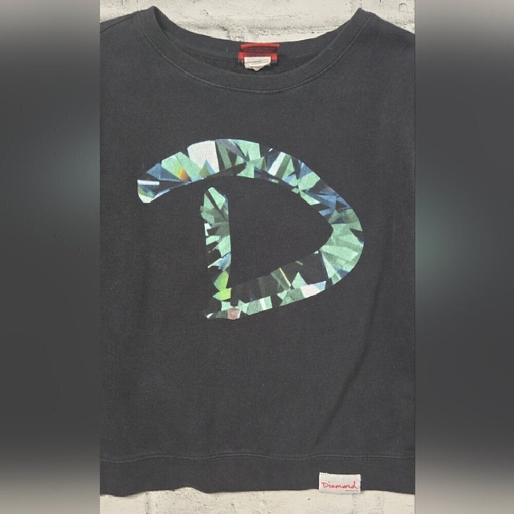 Diamond Supply Co Black Crewneck Pullover Sweatshirt Womens Medium Retro - Picture 8 of 11